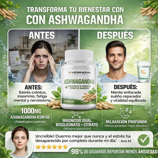 Ashwagandha con magnesio 1000 mg 60 cápsulas